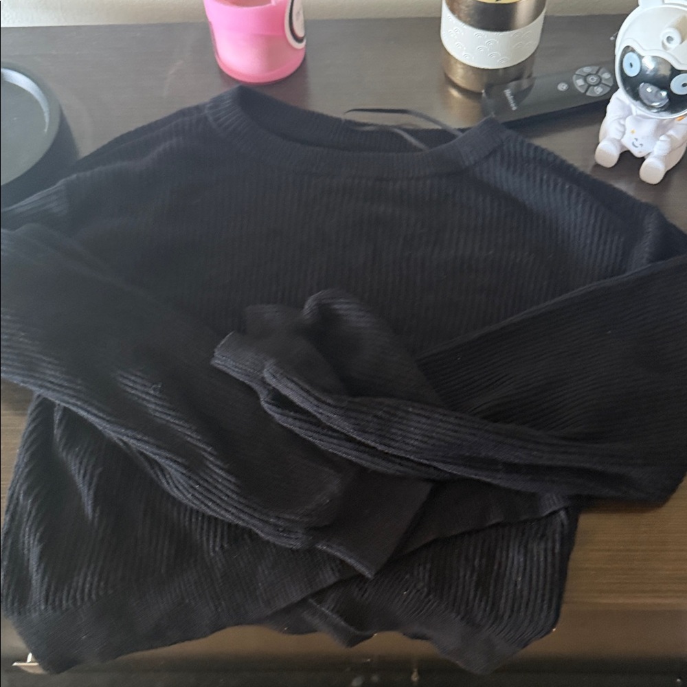 lululemon athletica Black Ribbed Crewneck Sweater